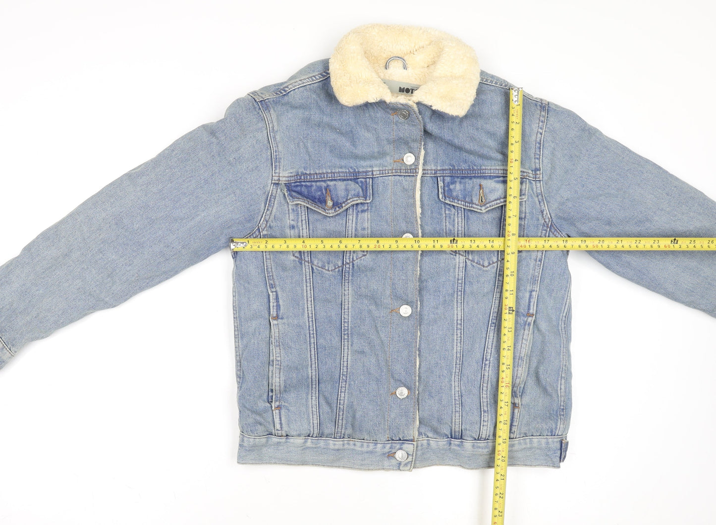 Topshop Women’s Blue Denim Sherpa Lined Jacket UK 8