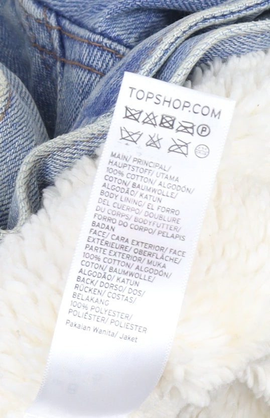 Topshop Women’s Blue Denim Sherpa Lined Jacket UK 8