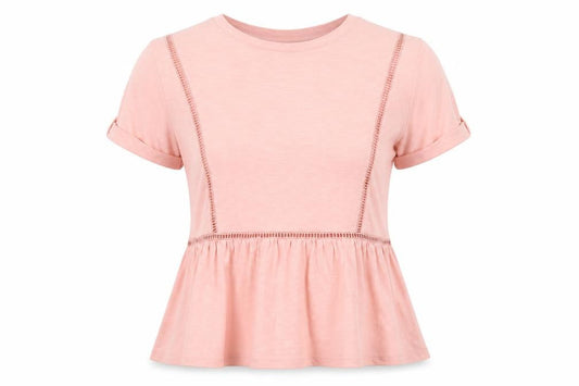 F&F Women's Pink 100% Cotton Tunic T-Shirt UK 12 Short Sleeve