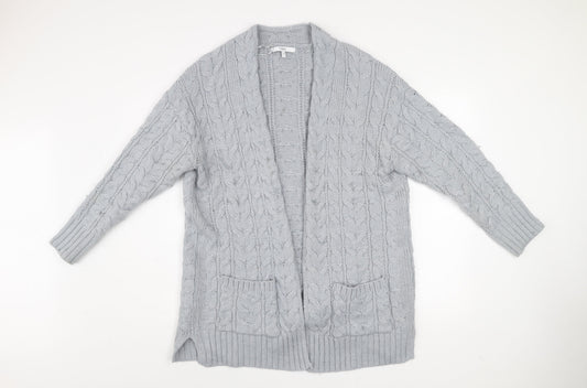 Next Women’s Grey Cable-Knit Open Cardigan Size 14