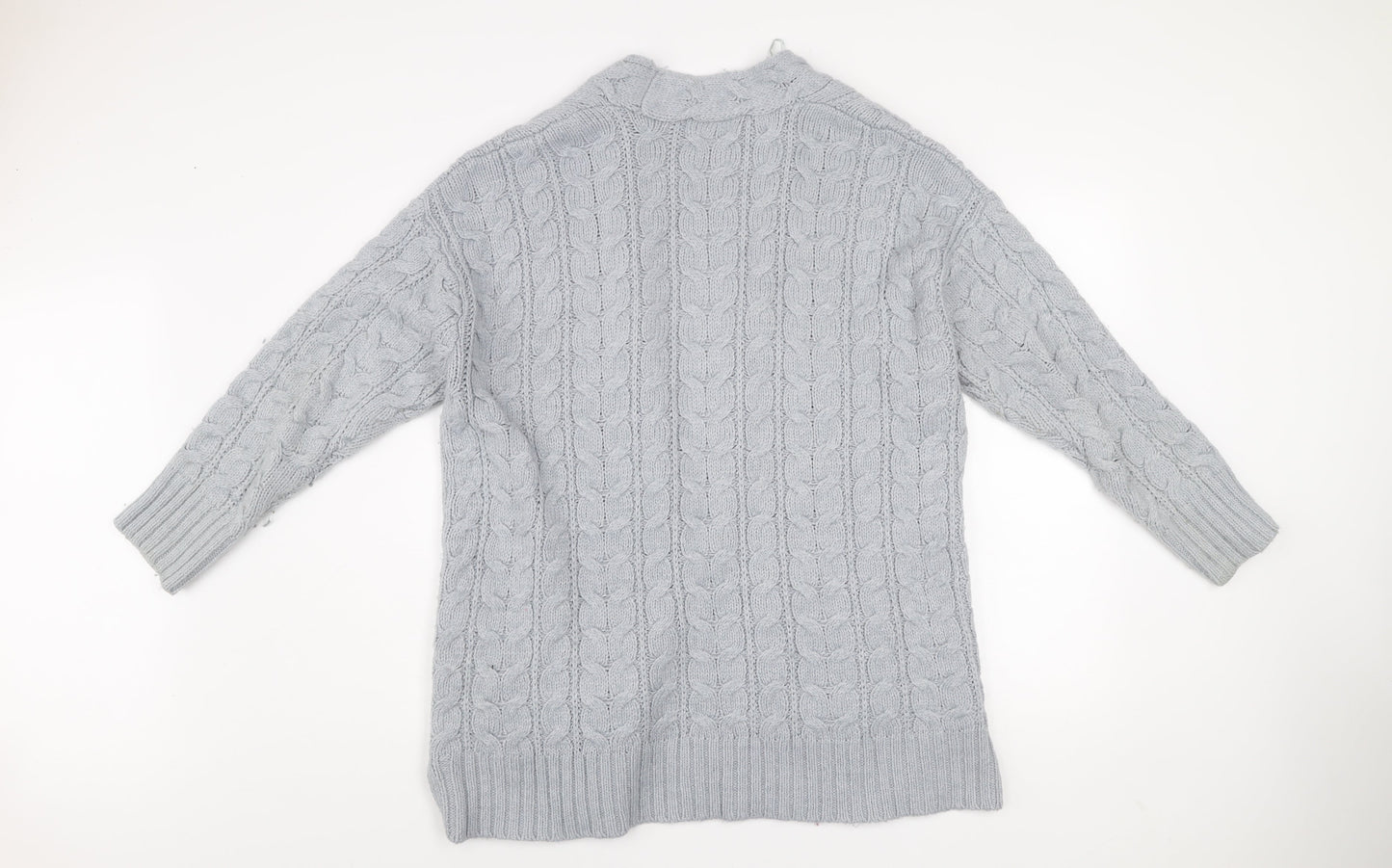 Next Women’s Grey Cable-Knit Open Cardigan Size 14