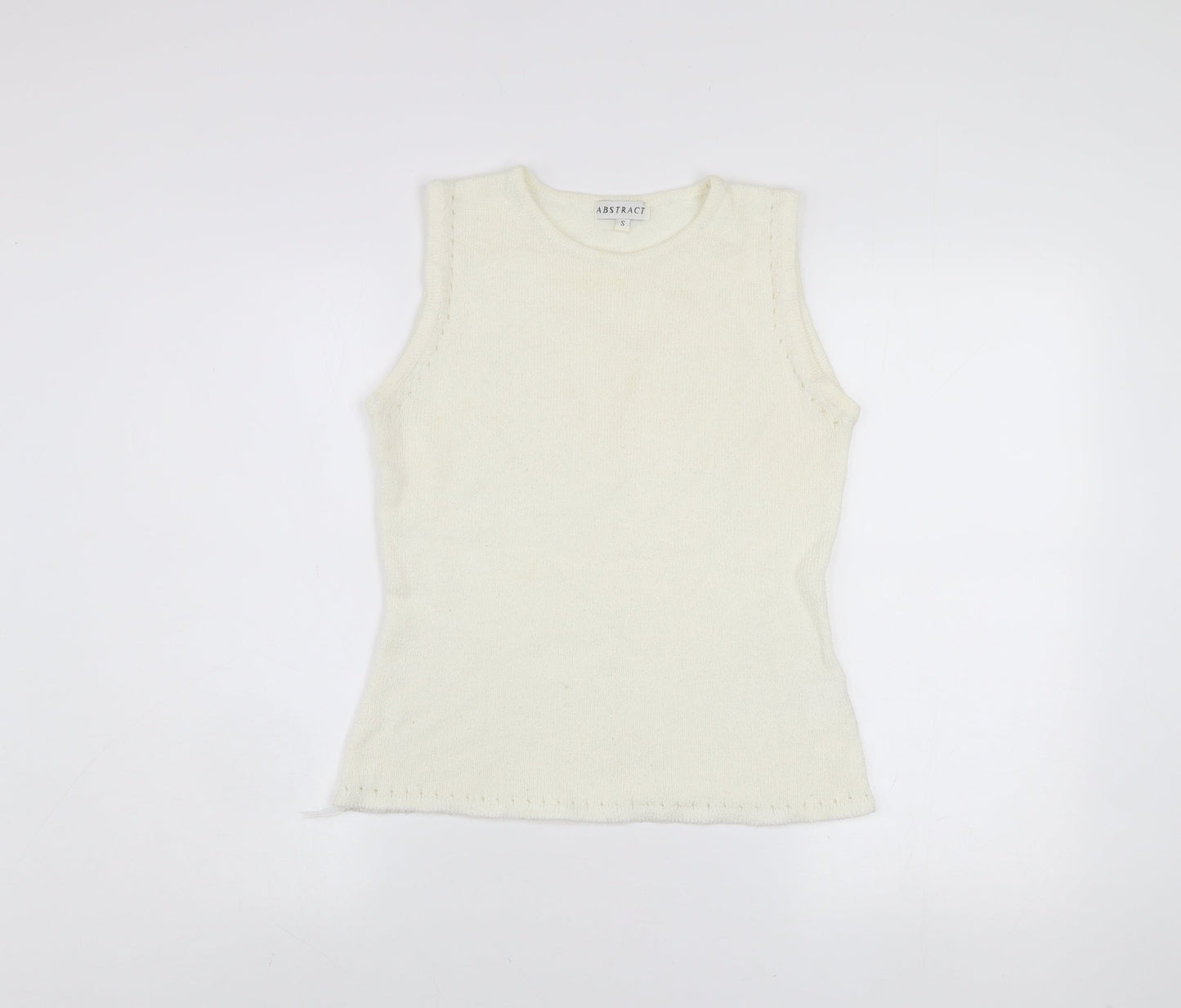 Abstract Women Ivory Sleeveless Knit Vest Jumper Size S