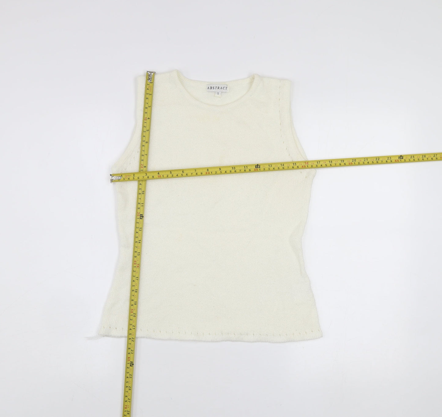 Abstract Women Ivory Sleeveless Knit Vest Jumper Size S