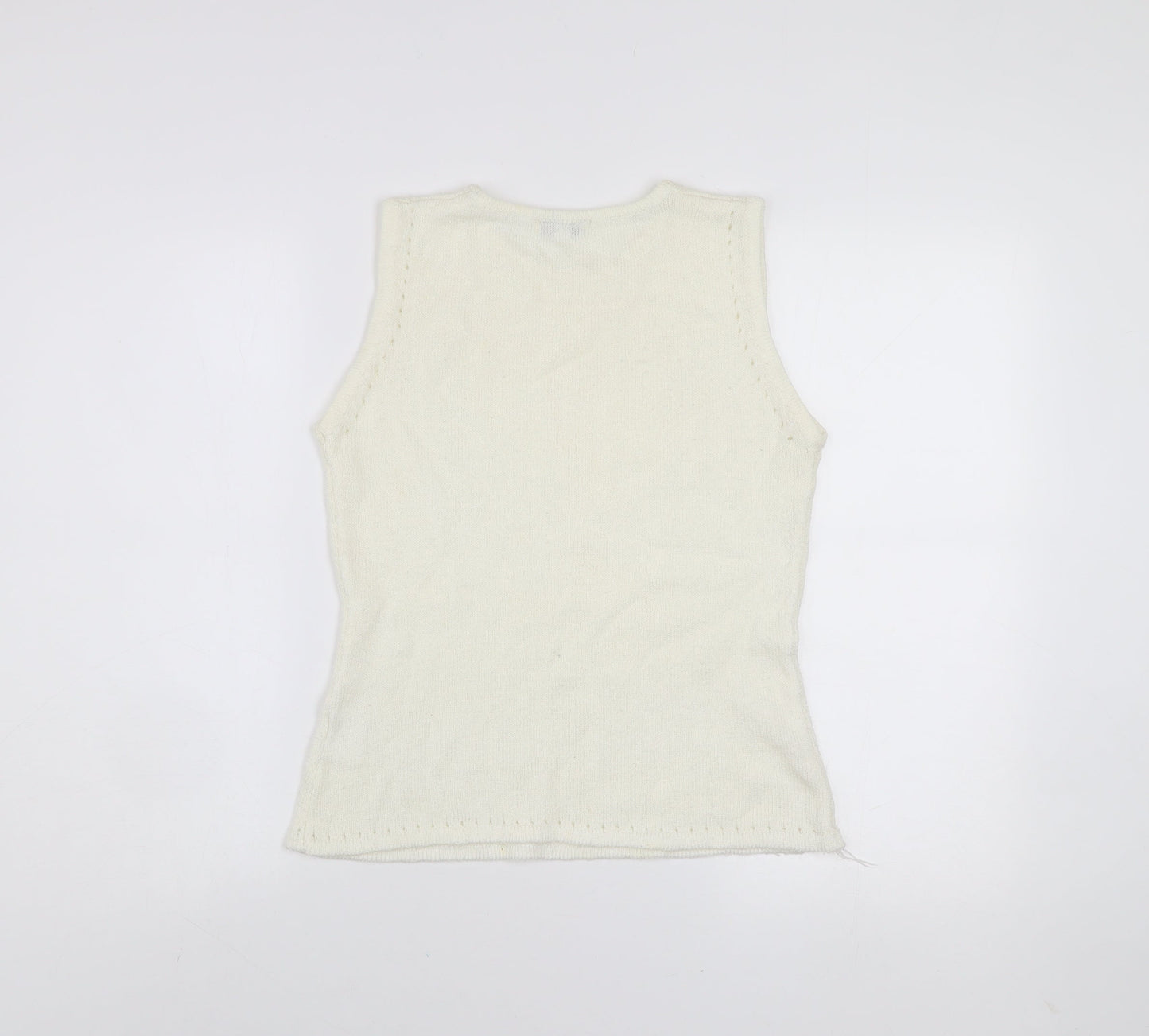 Abstract Women Ivory Sleeveless Knit Vest Jumper Size S