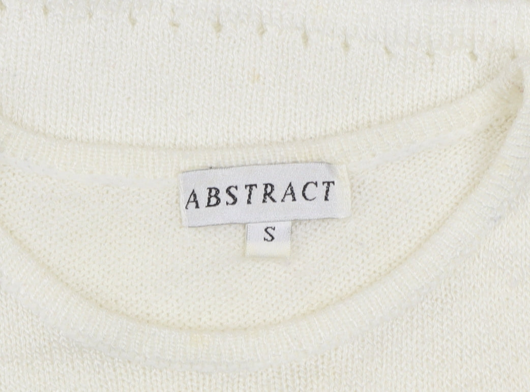 Abstract Women Ivory Sleeveless Knit Vest Jumper Size S