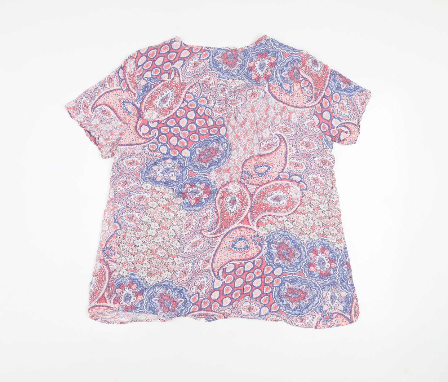 Isle Collection Women's Pink Blue Paisley Viscose Blouse Size 14