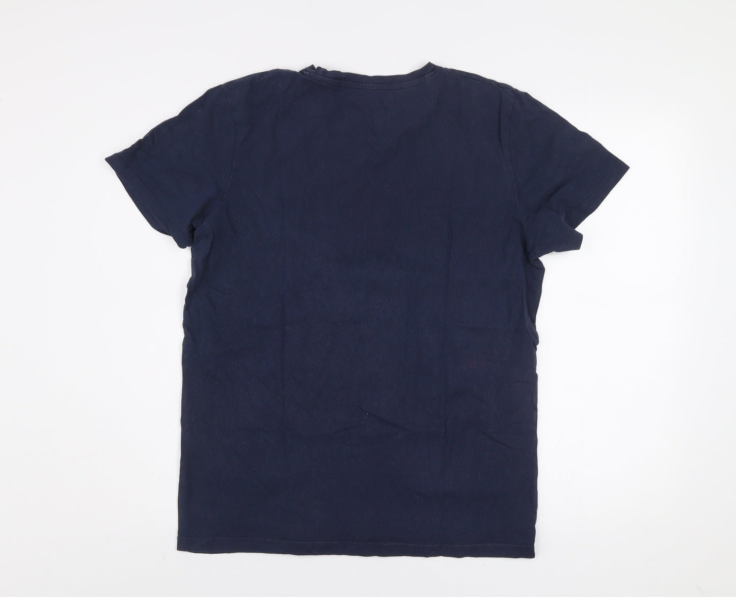 Jack & Jones Men's Blue Logo Graphic Cotton T-Shirt Size L