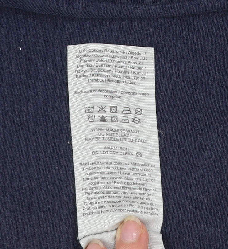 Jack & Jones Men's Blue Logo Graphic Cotton T-Shirt Size L