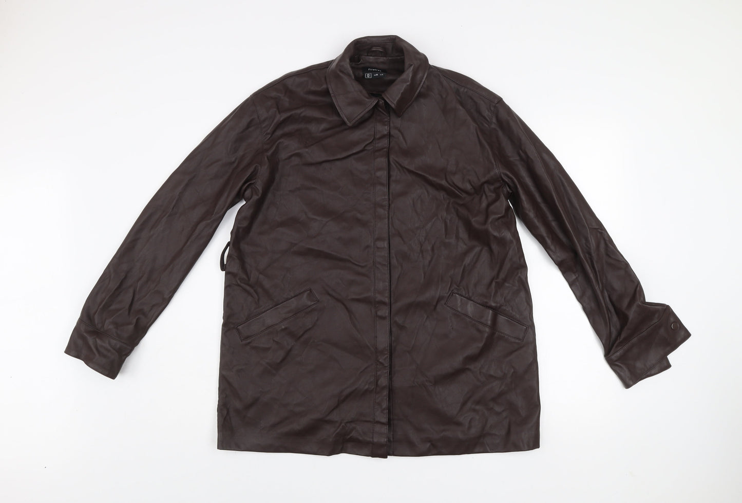 Firetrap Womens Brown Faux Leather Mid-Length Jacket UK 12