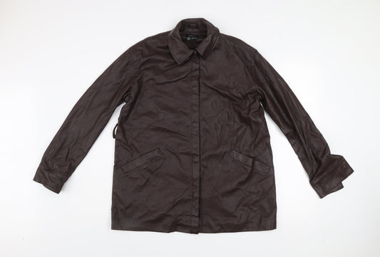 Firetrap Womens Brown Faux Leather Mid-Length Jacket UK 12