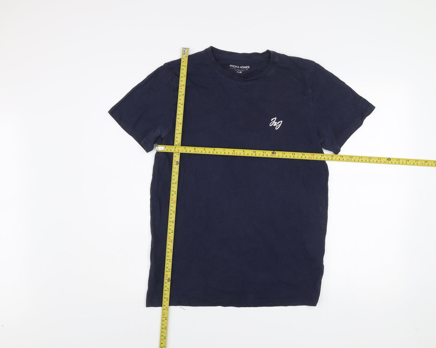 Jack & Jones Men Blue Regular Fit Cotton Crew Neck T-Shirt Size M