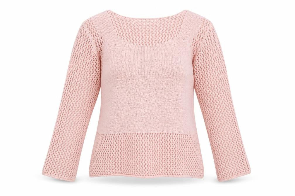 Peruzzi Women's Pink Open-Knit Cotton Blend Pullover Jumper L