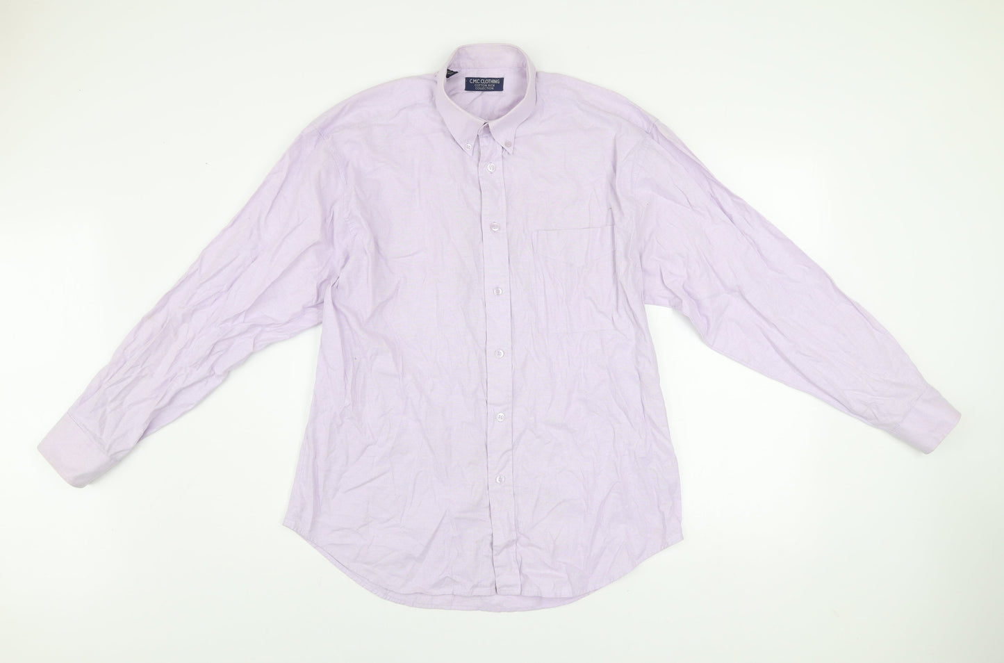 C.M.C. Clothing Men’s Purple Cotton Button-Up Shirt 15.5 Regular Fit