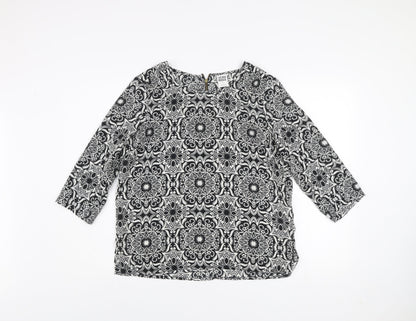 Vero Moda Women's Black Geometric 3/4 Sleeve Tunic Blouse Size M
