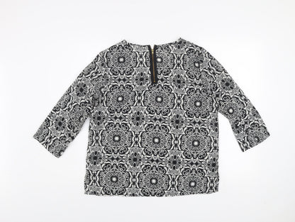 Vero Moda Women's Black Geometric 3/4 Sleeve Tunic Blouse Size M