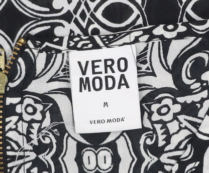 Vero Moda Women's Black Geometric 3/4 Sleeve Tunic Blouse Size M