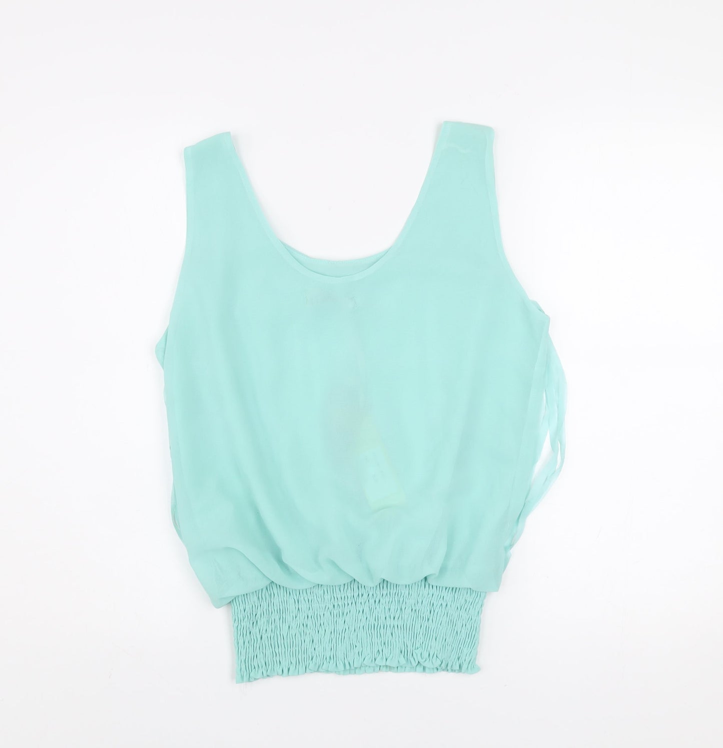 Mizumi Women Aqua Fringe Tank Top Size L Chic Summer Style