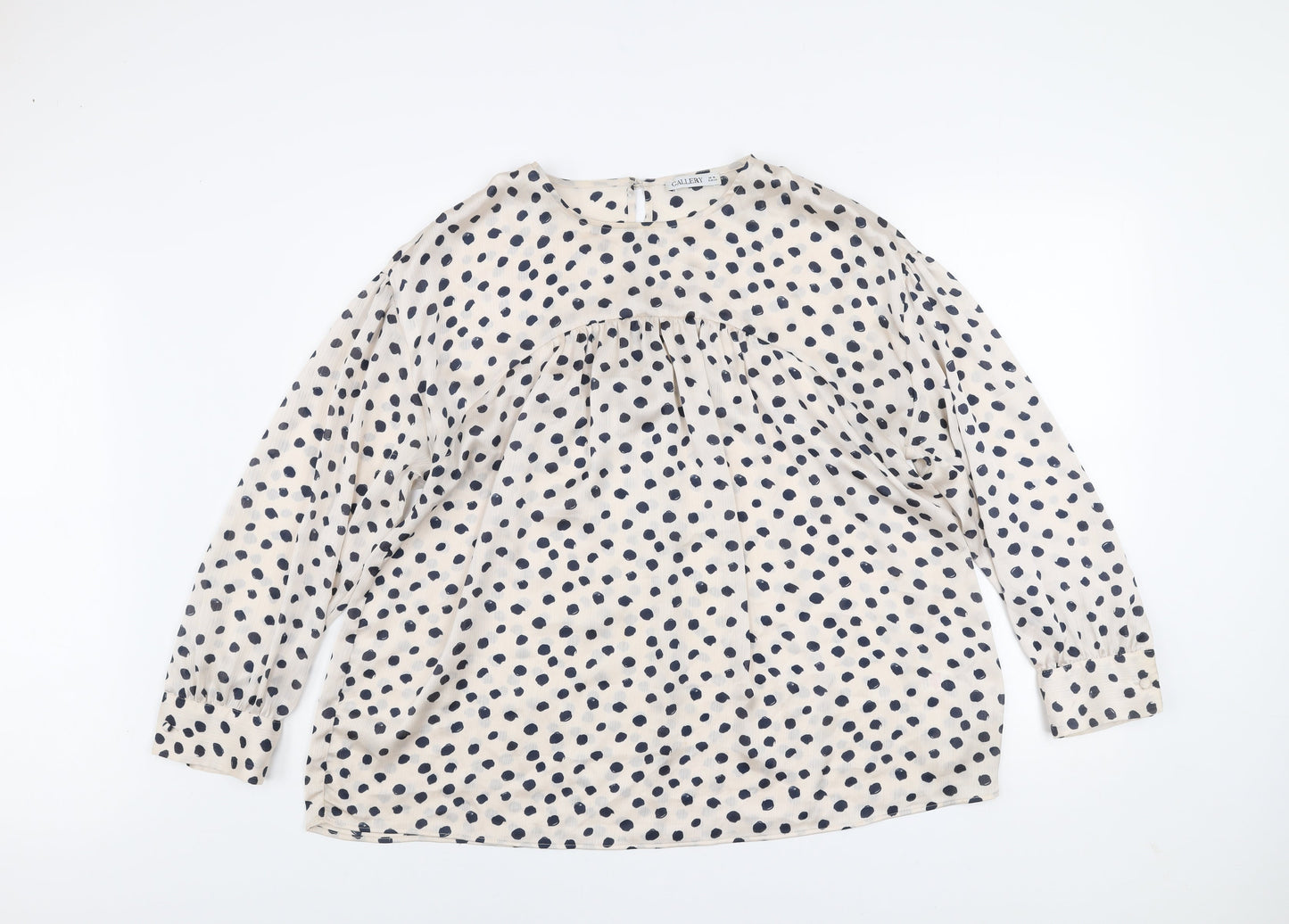 Gallery Womens Ivory Polka Dot Long Sleeve Tunic Blouse Size 16