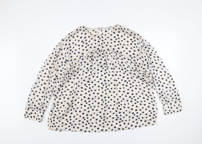 Additional front view of Gallery women’s ivory polka dot long sleeve tunic blouse, size UK 16