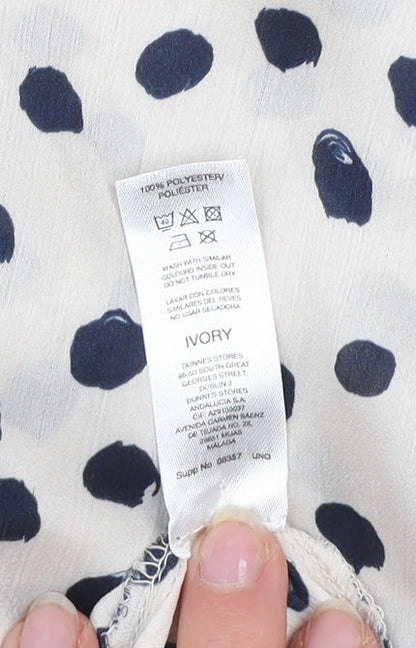 Additional view of Gallery women’s ivory polka dot long sleeve tunic blouse, size UK 16