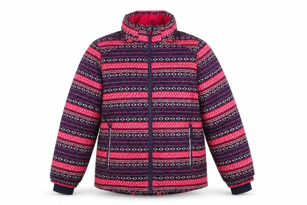 Crivit Girls Pink Geometric Puffer Jacket 11 Years Polyester Winter Coat