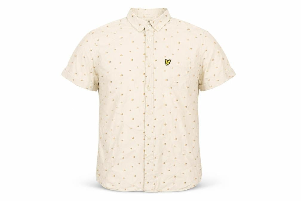 Lyle & Scott Men's Beige Short Sleeve Button-Up Shirt Size S