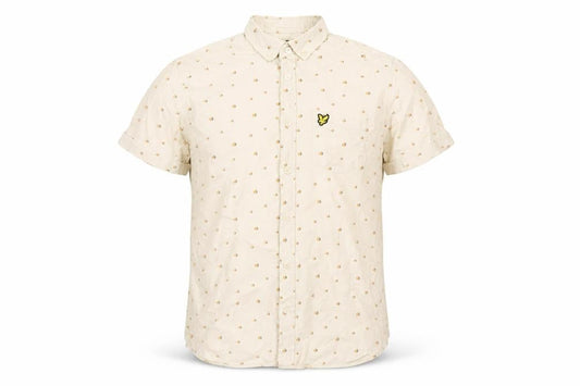 Lyle & Scott Men's Beige Short Sleeve Button-Up Shirt Size S