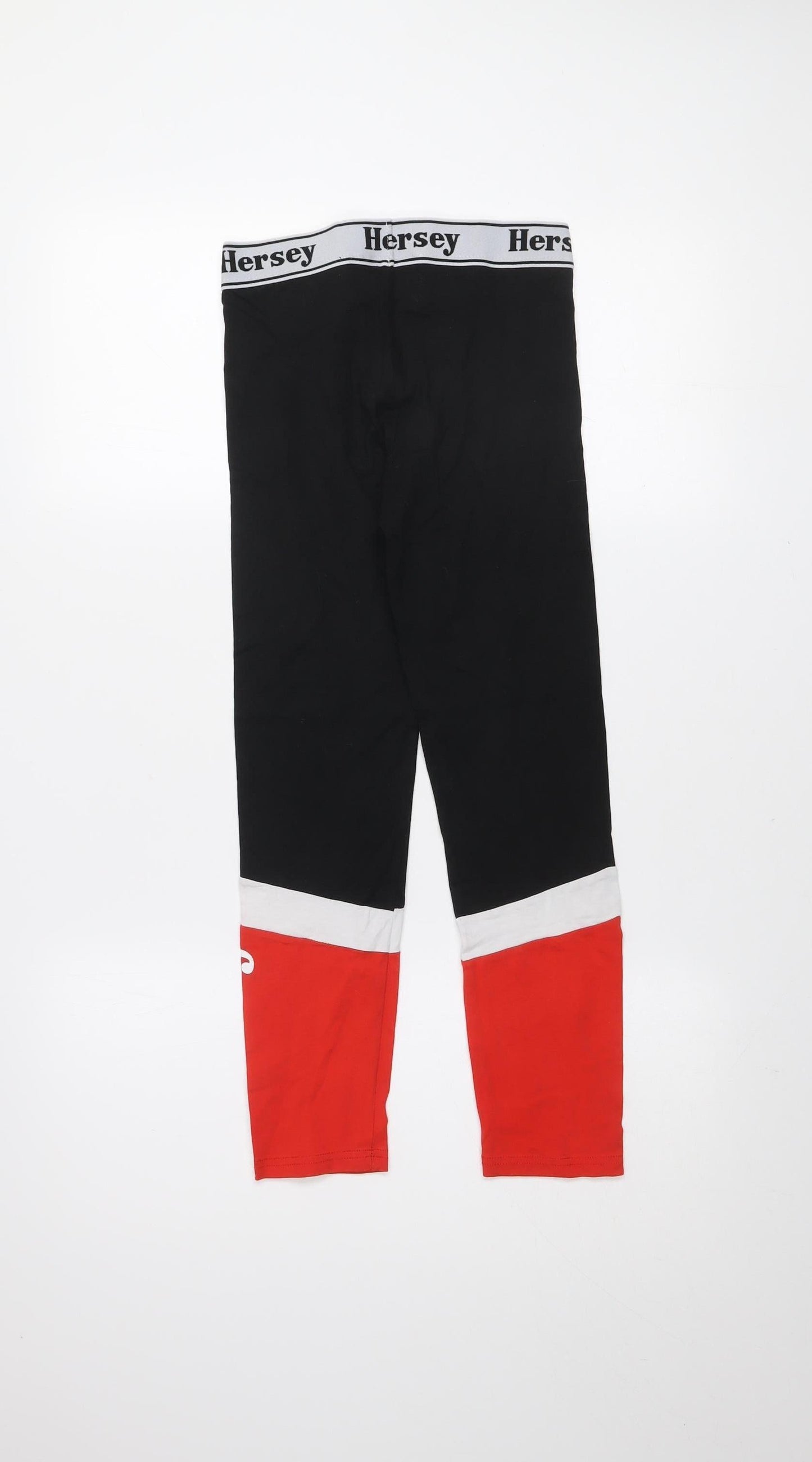 Beck & Hersey Girls Black Red Colourblock Ankle Leggings 12-13 Years