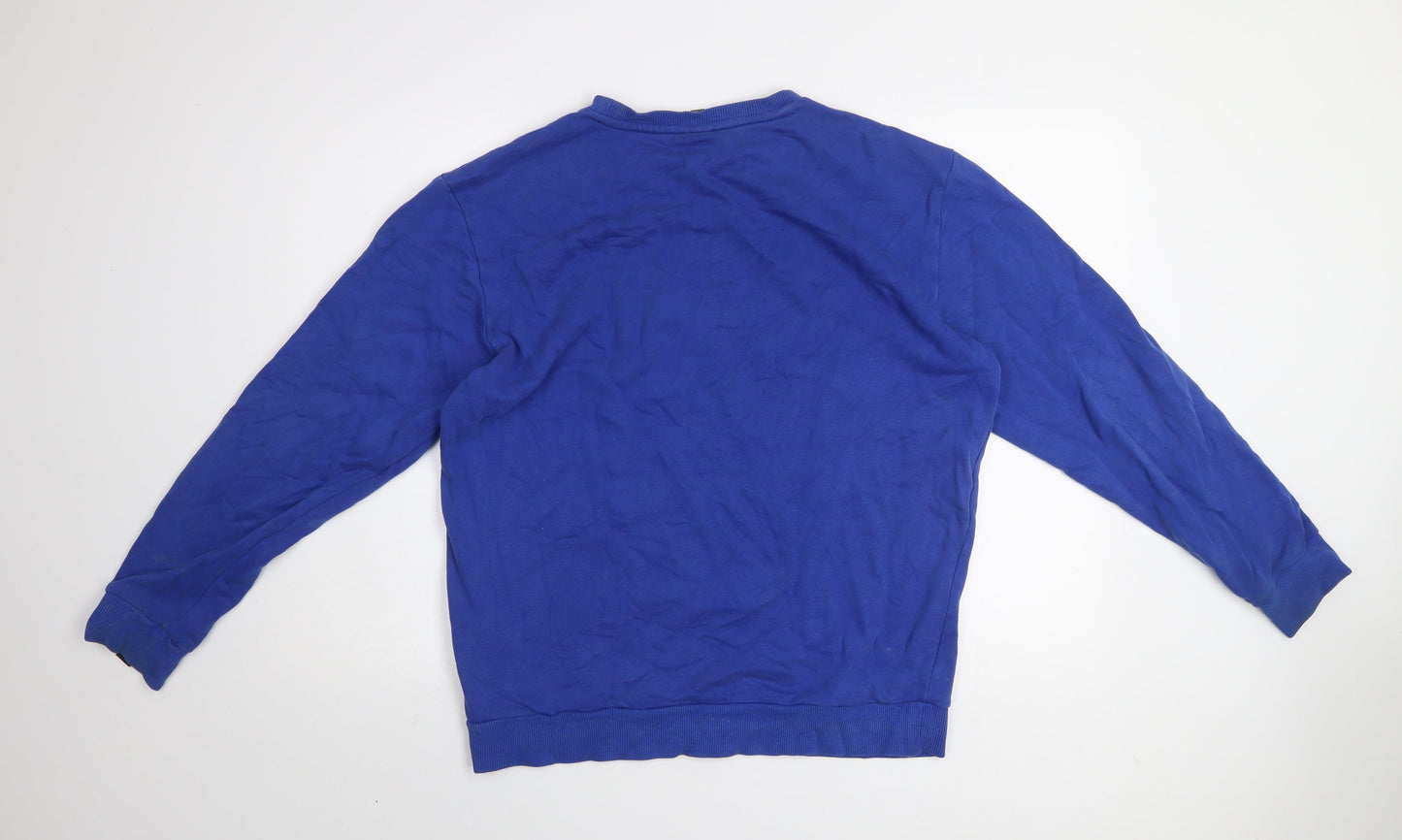Ellesse Mens Blue Crew Neck Logo Sweatshirt Size M Pullover