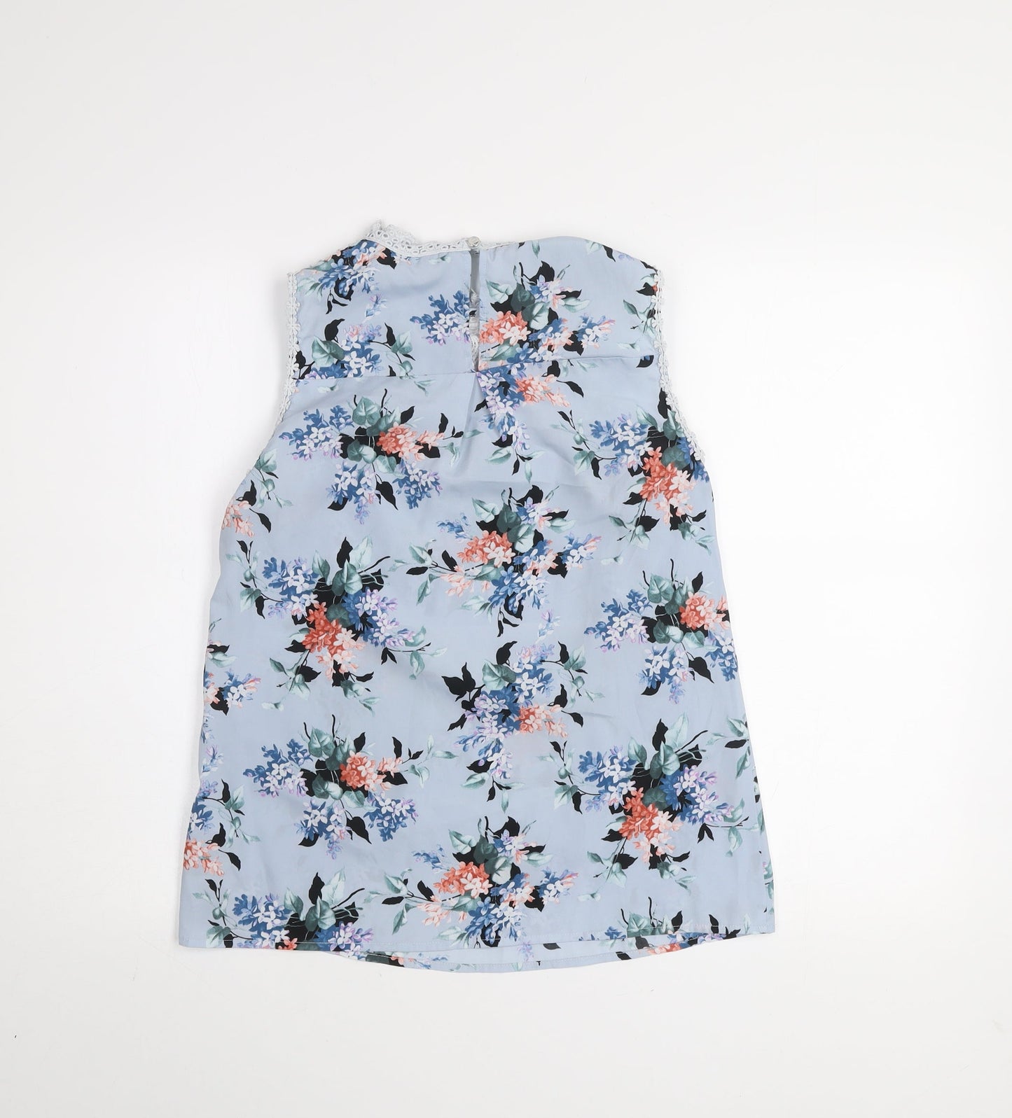 Oasis Women Blue Floral Lace Sleeveless Blouse Size 10