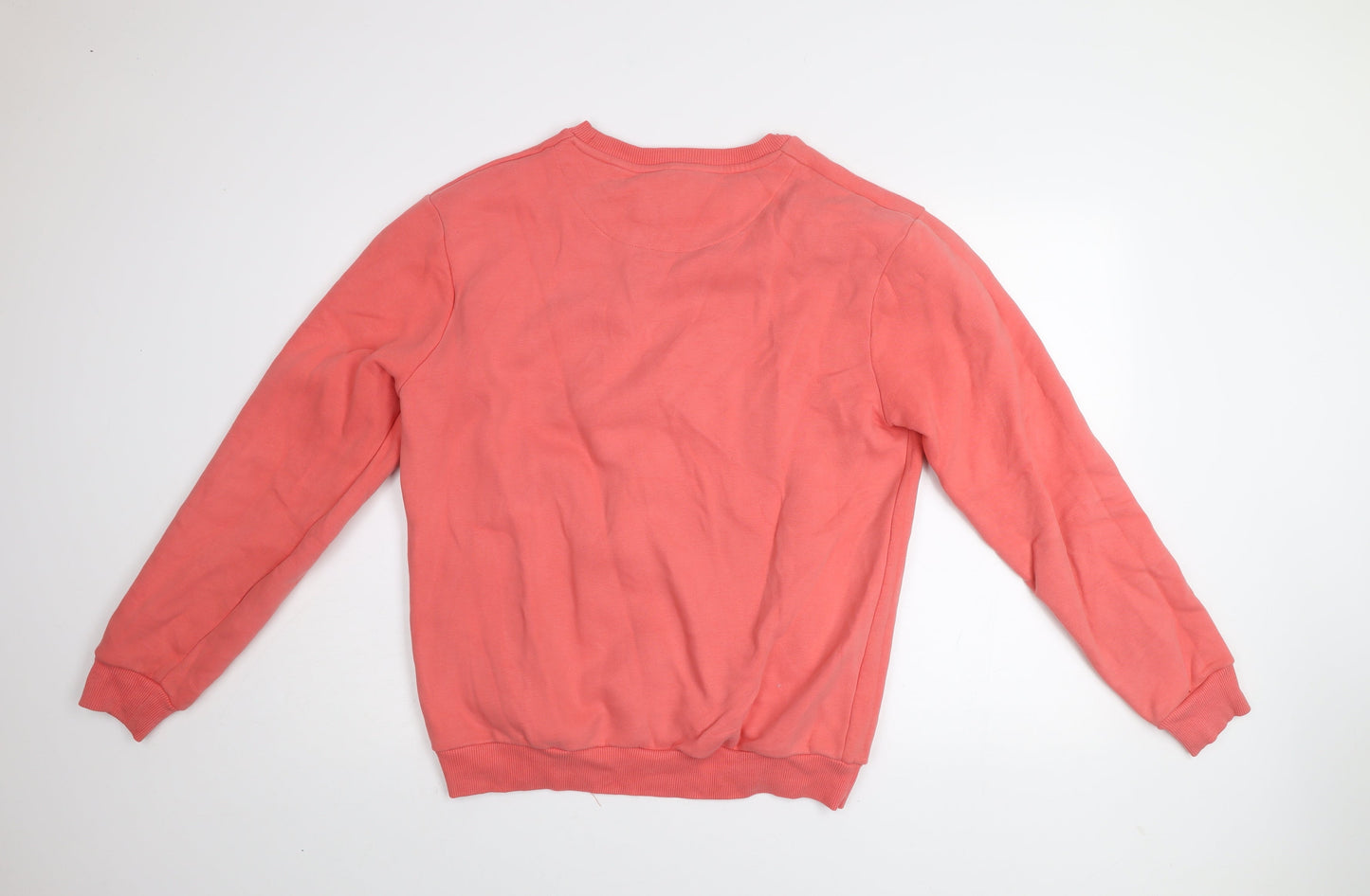 Ted Smith Men's Pink Pullover Sweatshirt L Crew Neck Embroidered Logo