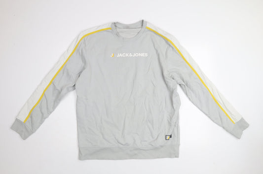 Jack & Jones Men’s Grey 2XL Crew Neck Pullover Sweatshirt
