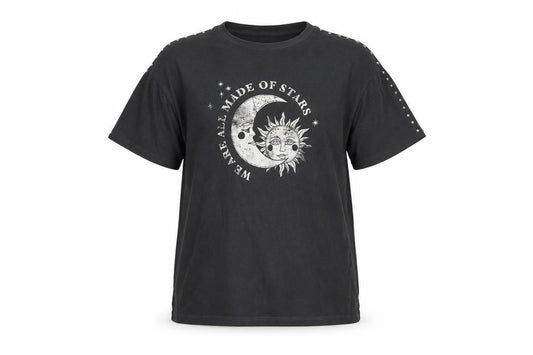 Next Girls Black 11 Years Studded Celestial Graphic Cotton T-Shirt