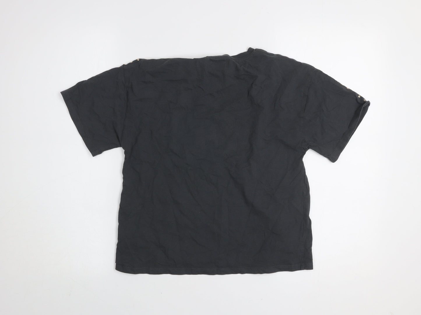 Next Girls Black 11 Years Studded Celestial Graphic Cotton T-Shirt