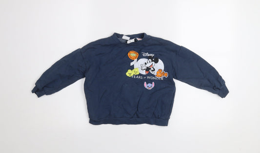 Zara Boys Blue Disney Pullover Sweatshirt 4-5 Years Mickey & Friends