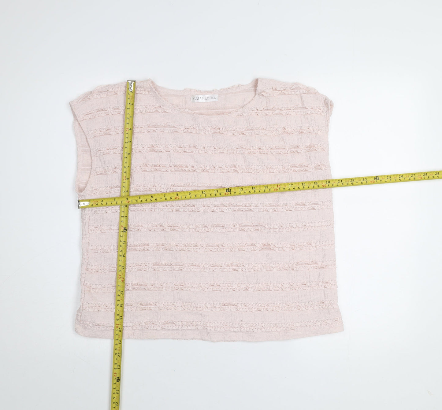 Gallery Women Light Pink Sleeveless Textured Blouse UK M