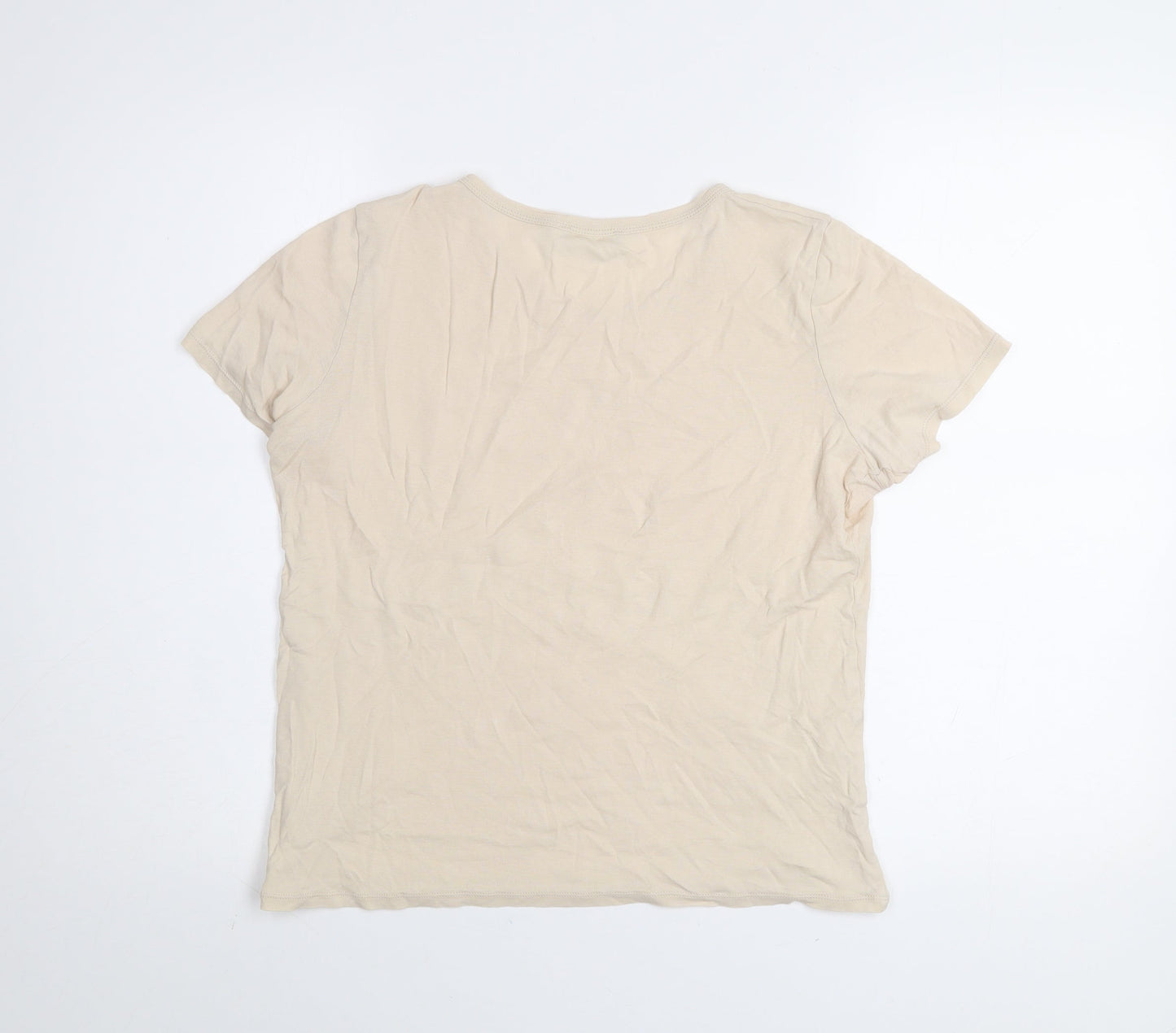United Colors of Benetton Women’s Beige Cotton Basic T-Shirt M