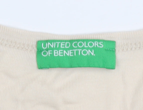 United Colors of Benetton Women’s Beige Cotton Basic T-Shirt M