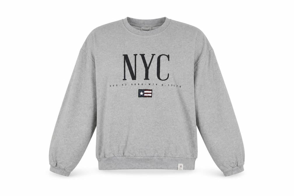 Pull&Bear Womens Grey NYC Pullover Sweatshirt Size 12 Medium