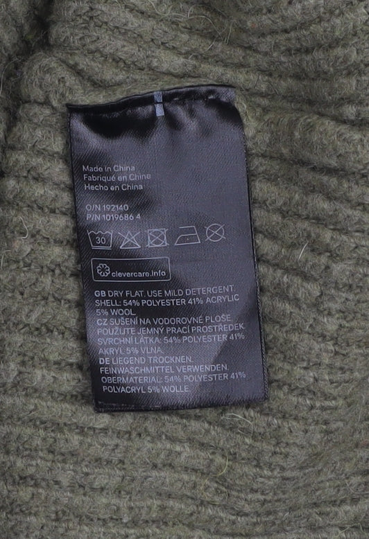 H&M Women's Green High Neck 1/2 Zip Knit Jumper Size 12
