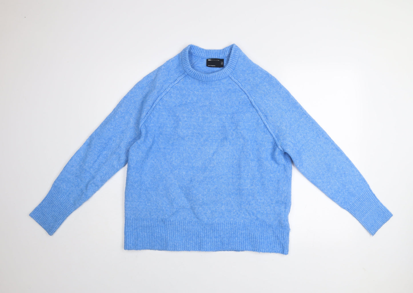 ASOS DESIGN Women’s Blue Relaxed Fit High Neck Knitted Jumper Size 8