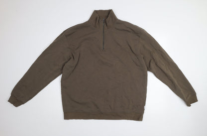 Jack & Jones Men’s Brown 2XL Half Zip Fleece Sweatshirt