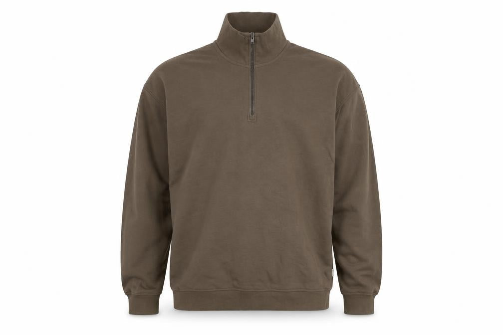 Jack & Jones Men’s Brown 2XL Half Zip Fleece Sweatshirt