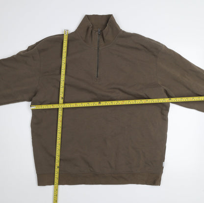 Jack & Jones Men’s Brown 2XL Half Zip Fleece Sweatshirt