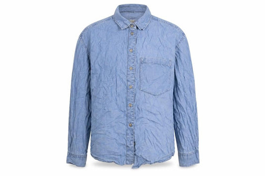 Dunnes Men's Blue Lyocell Denim Button-Up Shirt Medium