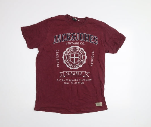 Jack & Jones Men’s Red XL Vintage Graphic Cotton T-Shirt