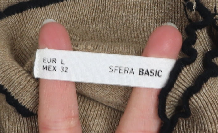 Sfera Women’s Beige High Neck Knit Jumper Size 14