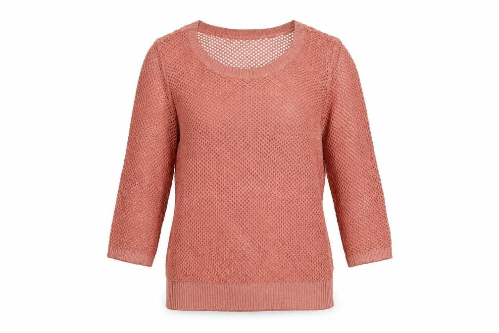 Ann Taylor Women’s Pink Open Knit 3/4 Sleeve Petite Jumper Size L