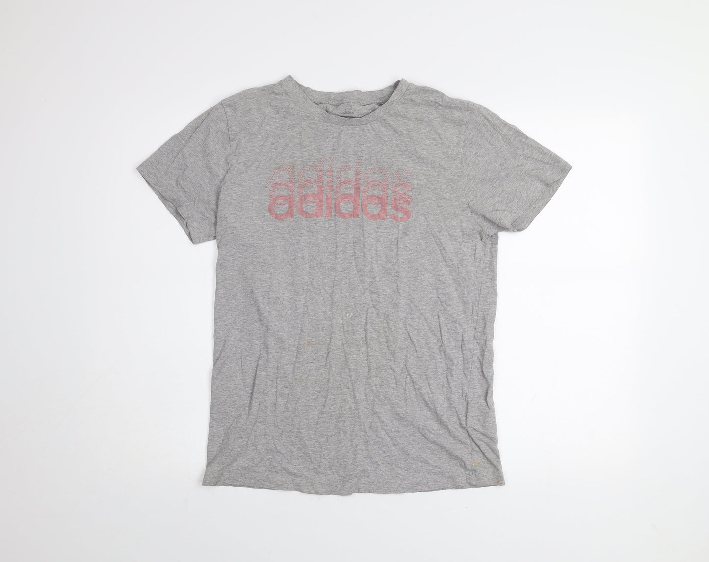 adidas Womens Grey XS Basic Logo Short Sleeve Cotton T-Shirt