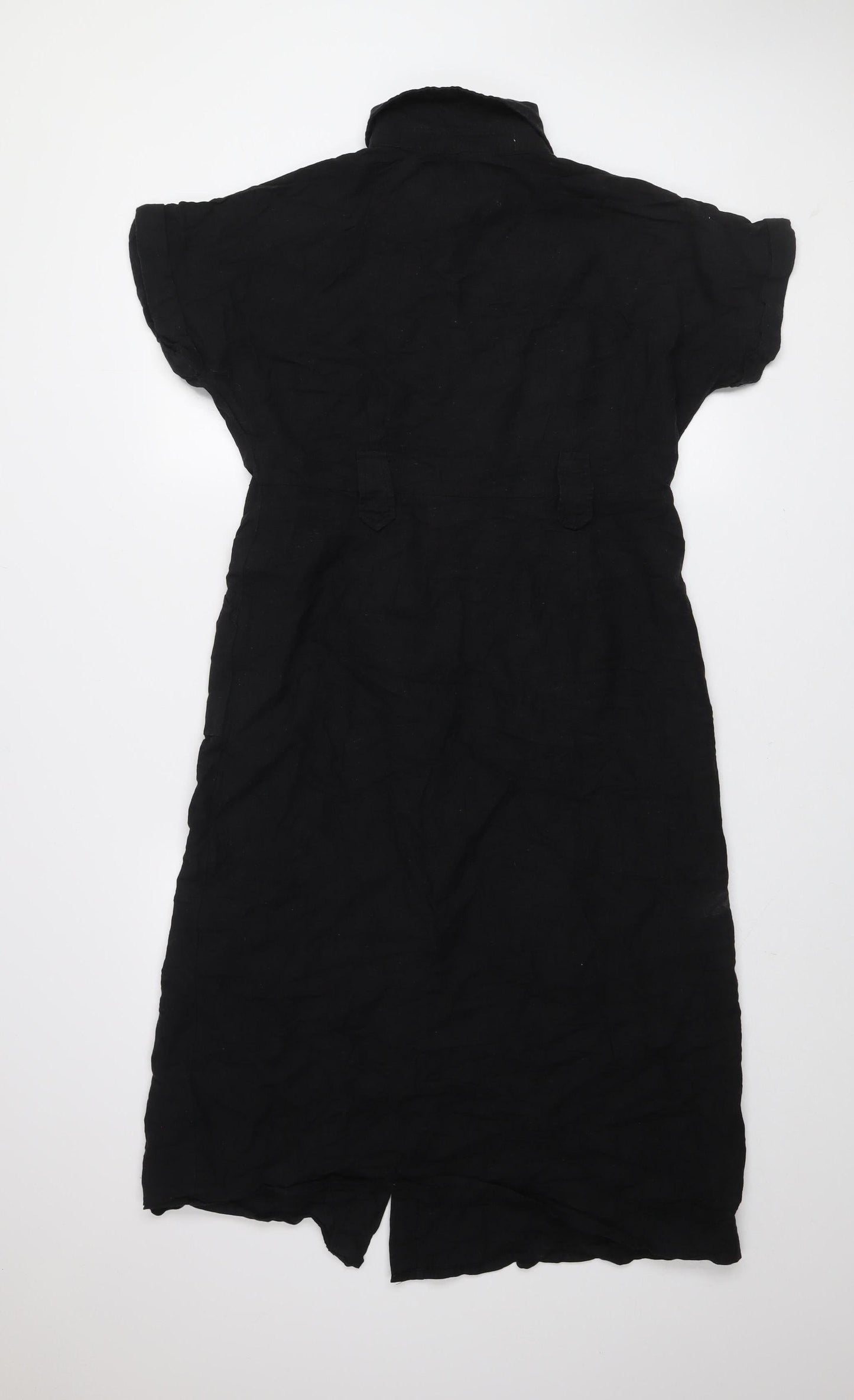 New Look Women’s Black Midi Shirt Dress Size 12 Collared Button Front